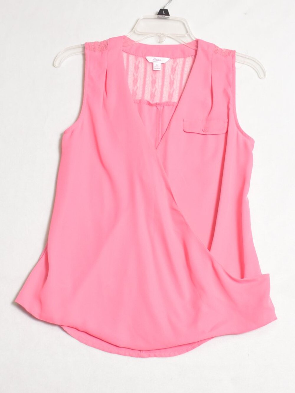 Candies Pink Lightweight Tank Top Blouse with Lace Crochet Detail Size Small